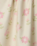 Cross Stitch Floral Yellow Tea Towel