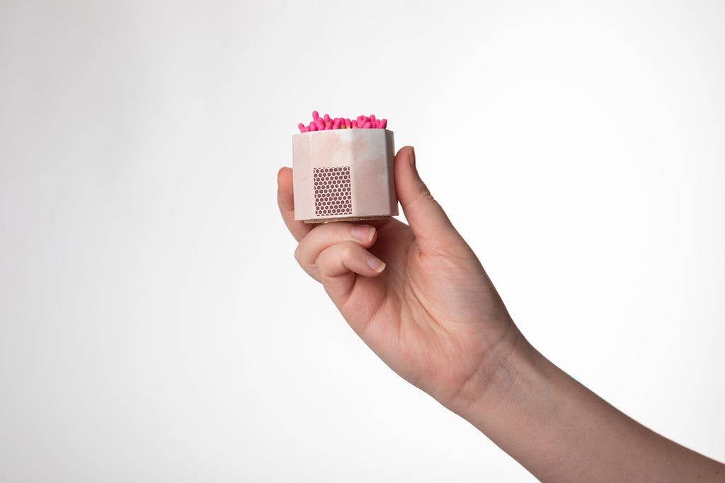 Pink & White Match Holder