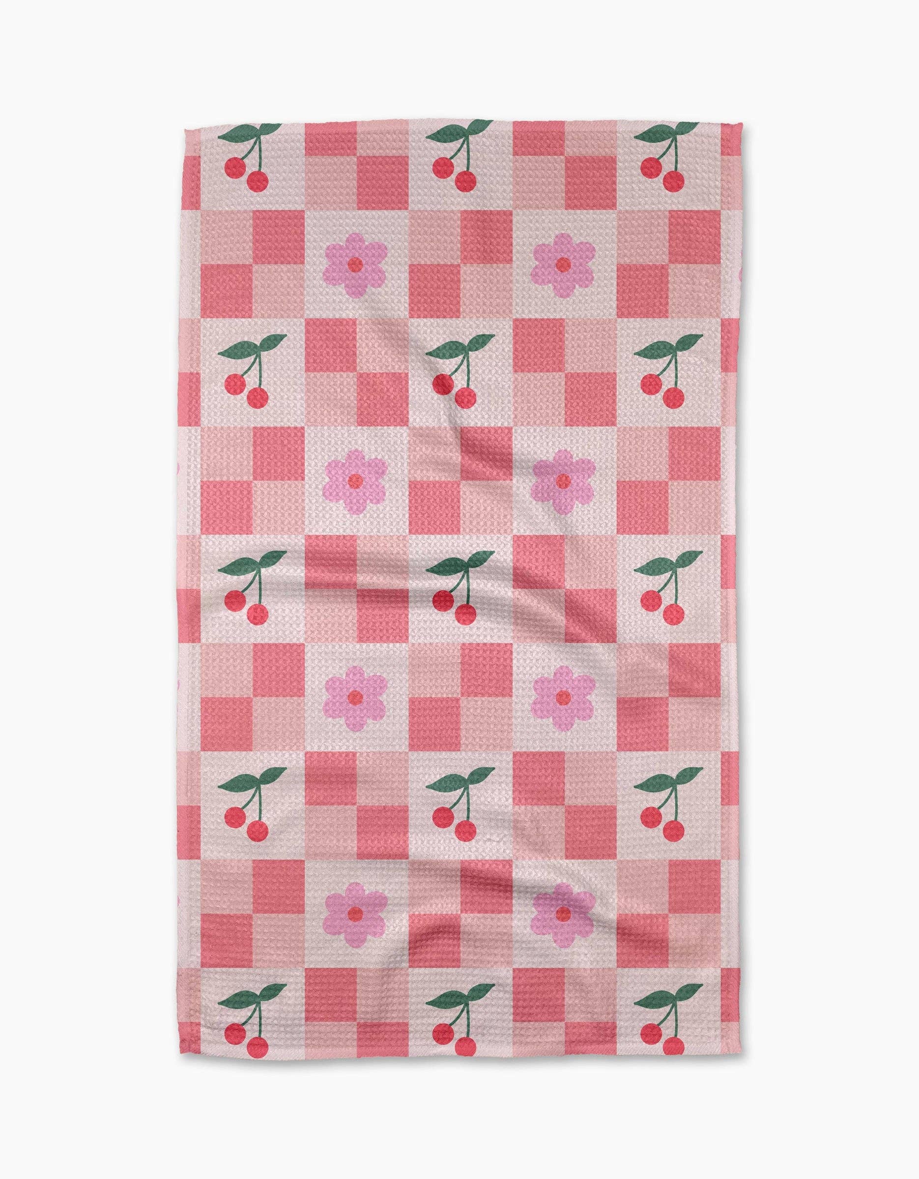 Floral and Cherries Tea Towel