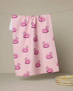 Flamingo Floatie Tea Towel